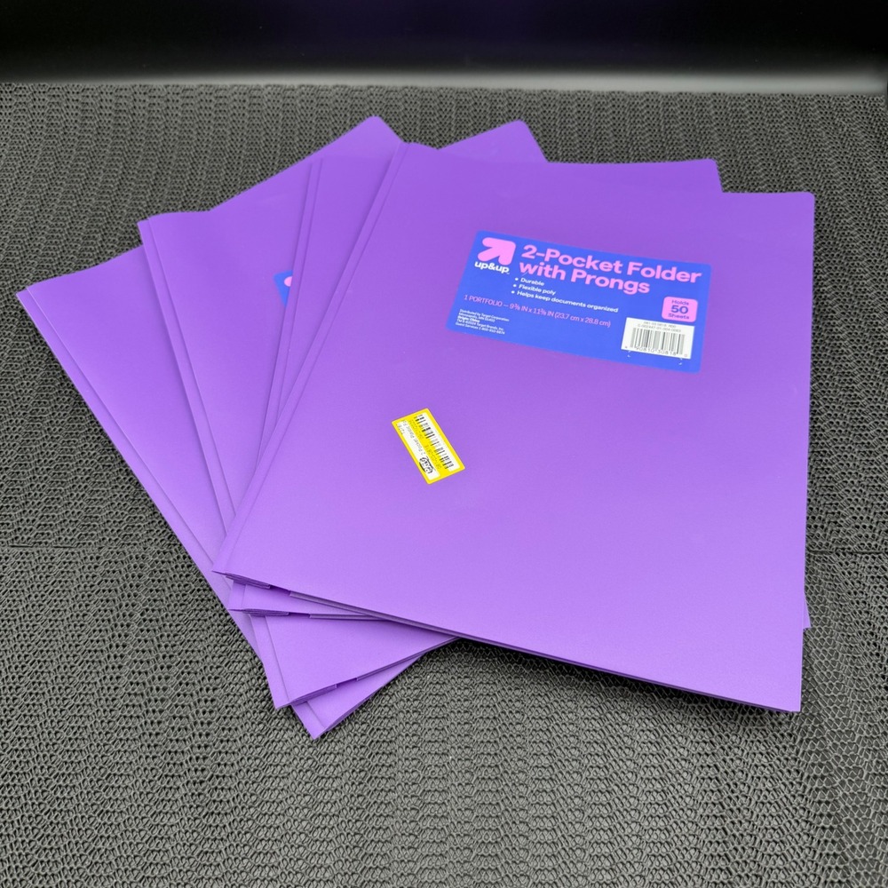 Up & Up 2-Pocket Folder with Prongs Purple Poly Portfolio 5-Pack 90810308180